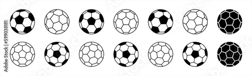 Soccer ball icon set in line style. football simple black style symbol sign for sports apps and website  vector illustration.