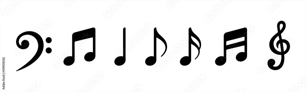 Music notes icon simple black style symbol sign for apps and website, vector illustration. Music notes icon simple black style symbol sign for apps and website, vector illustration.