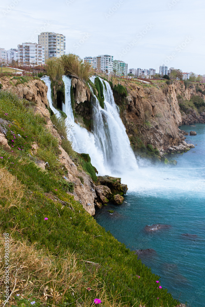 Lower duden waterfall from view point closeup.Antalya,Turkey. Lower duden waterfall from view point closeup.Antalya,Turkey.