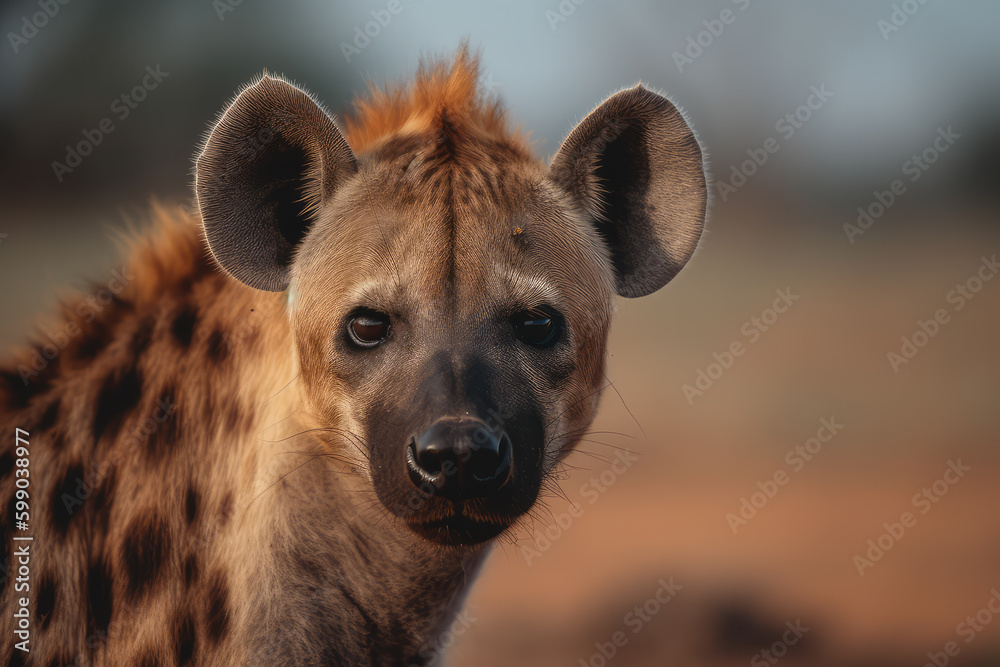 hyena looking at camera, beautiful background, savannah background, ai generated. hyena looking at camera, beautiful background, savannah background, ai generated.