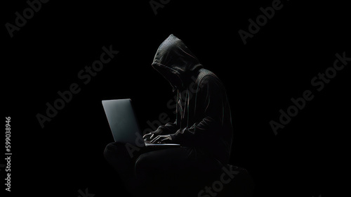 Obraz na płótnie Hacker with computer. Illustration AI Generative