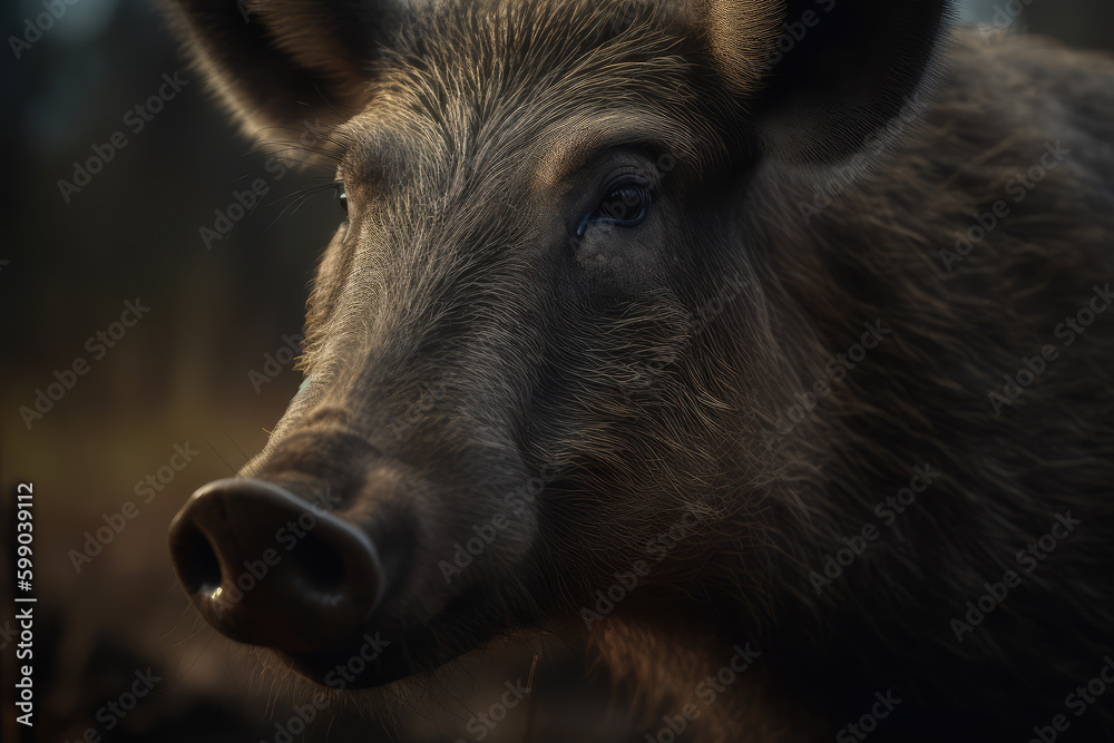 Fototapeta premium beautiful and wild boar, beautiful background, savannah background, ai generated.