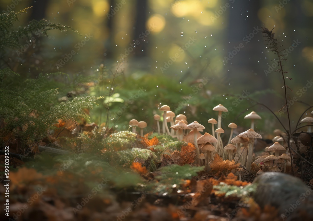 Biodiversity of Fungi in the Forest. Generative AI. Biodiversity of Fungi in the Forest. Generative AI.