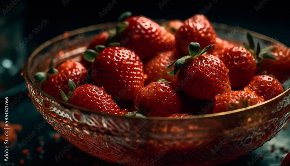 Juicy berry fruit bowl, a refreshing summer snack generated by AI Juicy berry fruit bowl, a refreshing summer snack generated by AI