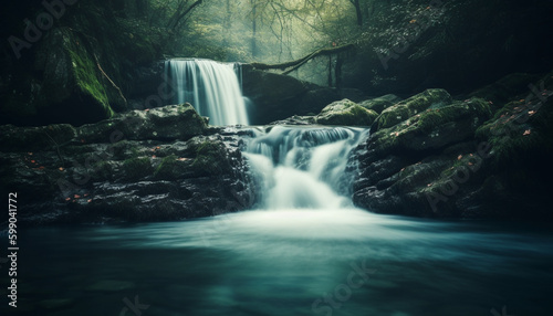 Smooth flowing water  tranquil scene  nature beauty generated by AI