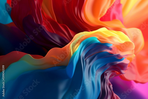3D abstract colorful background with waves, Generative AI