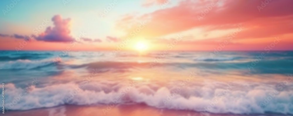 Inspirational calm sea with sunset sky. Meditation ocean and sky background. Pastel Colorful horizon over the water, pink , orange beautiful nature landscape sea beach
