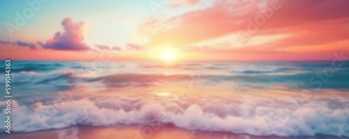 Inspirational calm sea with sunset sky. Meditation ocean and sky background. Pastel Colorful horizon over the water  pink   orange beautiful nature landscape sea beach