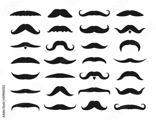 Simple italy mustache for web. Black silhouette of mustache of an adult man. Male mustache  hipster  gentleman  barbershop. Father s Day symbol. Vector illustration. 