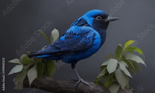 pájaro color negro y azul  © Anastacio