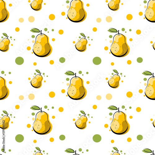 Seamless texture with yellow pears on a white background