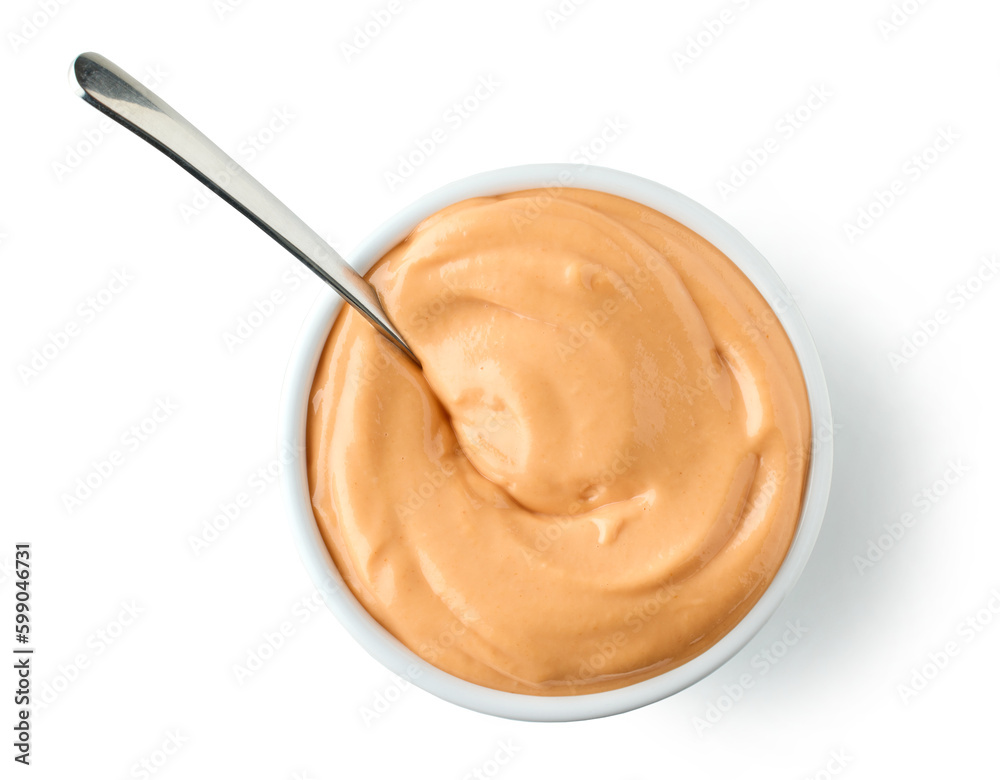bowl of ketchup and mayonnaise sauce