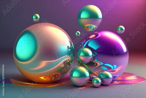 Abstract background with balls, bubbles, spheres