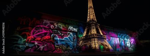 paris, eiffel, neon, graffiti, tower, france, eiffel tower, architecture, europe, travel, french, monument, building, souvenir, landmark, city, tourism, illustration, metal, vector, generative ai