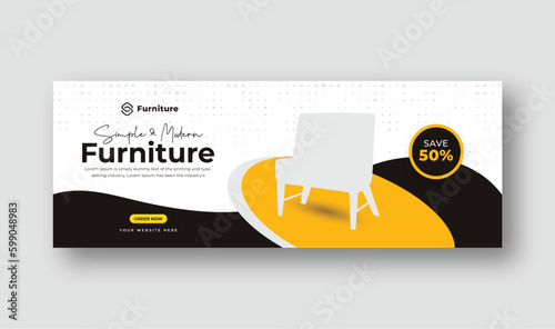 Black Friday Furniture sale Facebook cover page, web banner suitable for product promotion