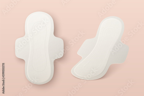 Vector 3d Realistic Menstrual Hygiene Products - Sanitary Pad Icon Set Closeup Isolated. Feminine Hygiene Icons - Sanitary Menstrul Pads, Design Template. Front View