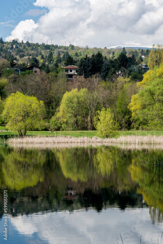 Fototapeta Naklejka Na Ścianę i Meble -  Spring Landscape of Pancharevo lake, Bulgaria