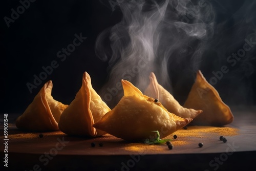 samosas with steam rising