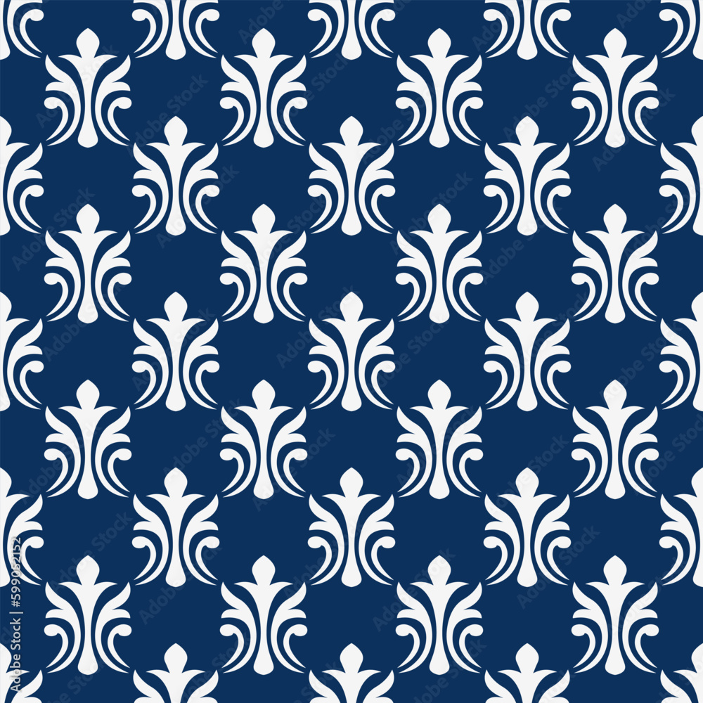 Classic seamless vector pattern damask orient navy blue and golden ornament. Classic seamless vector pattern damask orient navy blue and golden ornament.