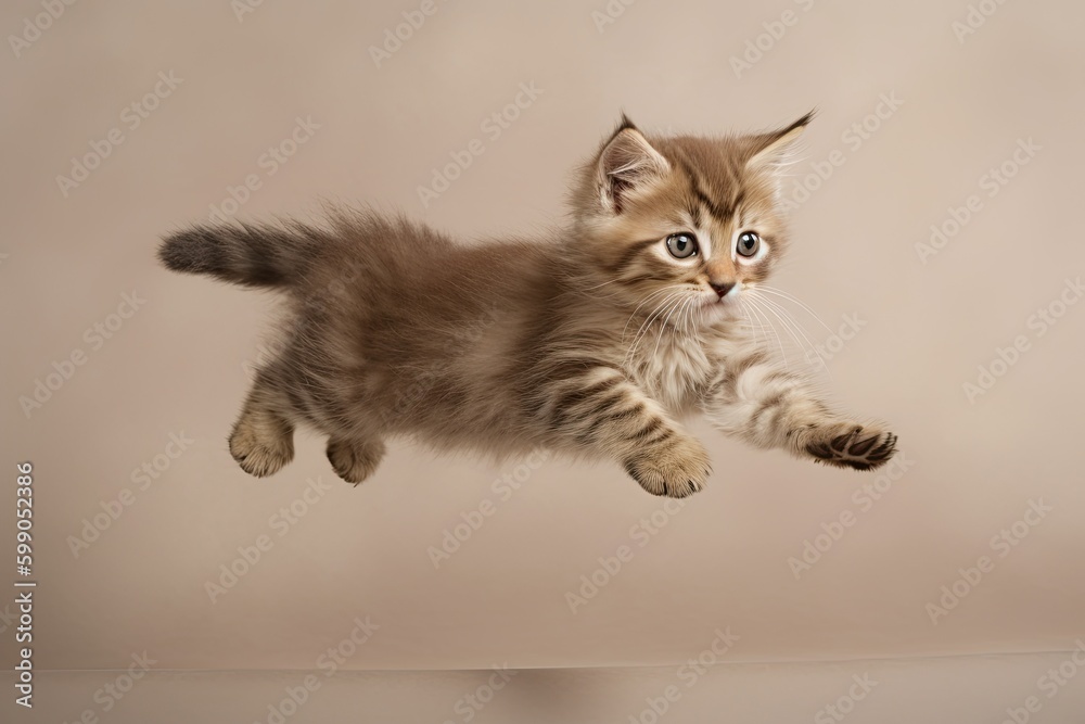 Adorable Kitten Jumping for Joy. Generative AI. Adorable Kitten Jumping for Joy. Generative AI.
