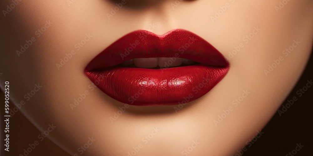Bold and Beautiful: Vibrant Red Lips for Standout Style. Generative AI. Bold and Beautiful: Vibrant Red Lips for Standout Style. Generative AI.