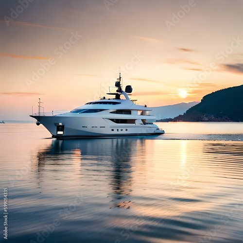 Elegante Yacht auf dem Meer © ArtVibeHive