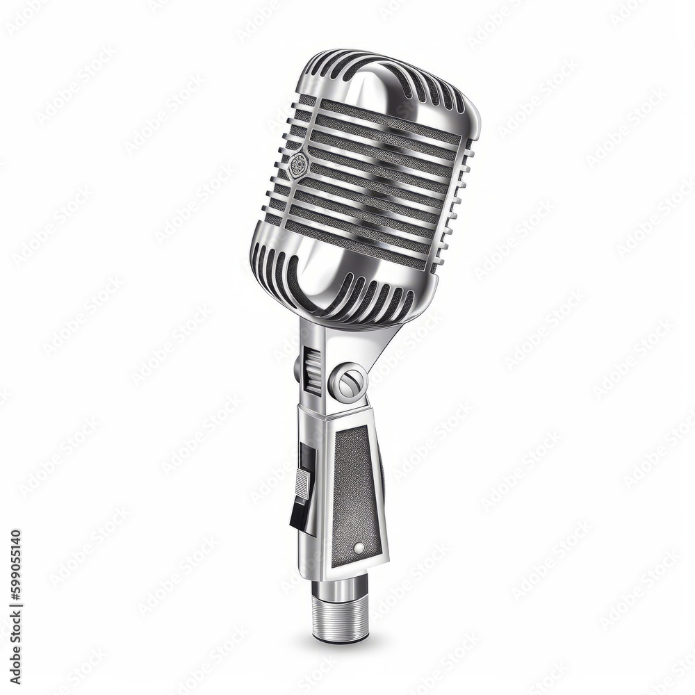 Fototapeta premium Retro microphone isolated. Illustration AI Generative