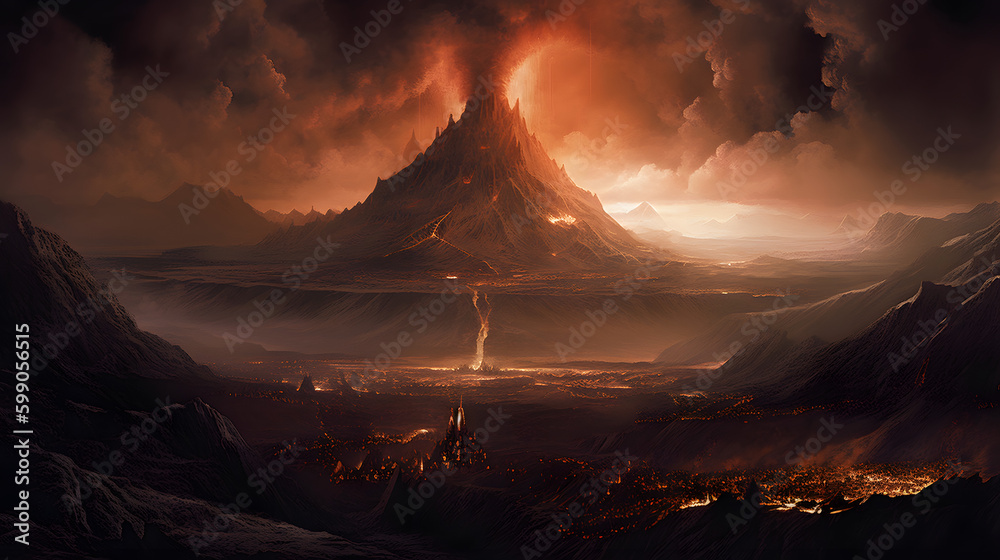Concept art illustration of Mordor land