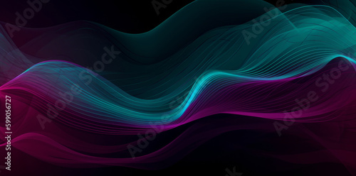 Colorful neon line background. Illustration AI Generative