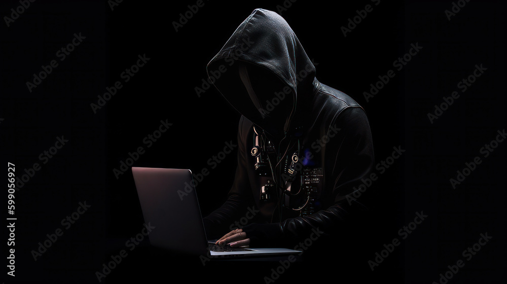 Hacker with computer. Illustration AI Generative Hacker with computer. Illustration AI Generative