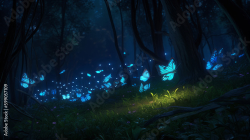 Dream magic forest. Illustration AI Generative.