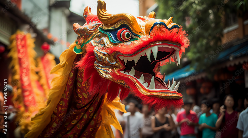 Dragon dance Chinese tradition - Generative AI Dragon dance Chinese tradition - Generative AI