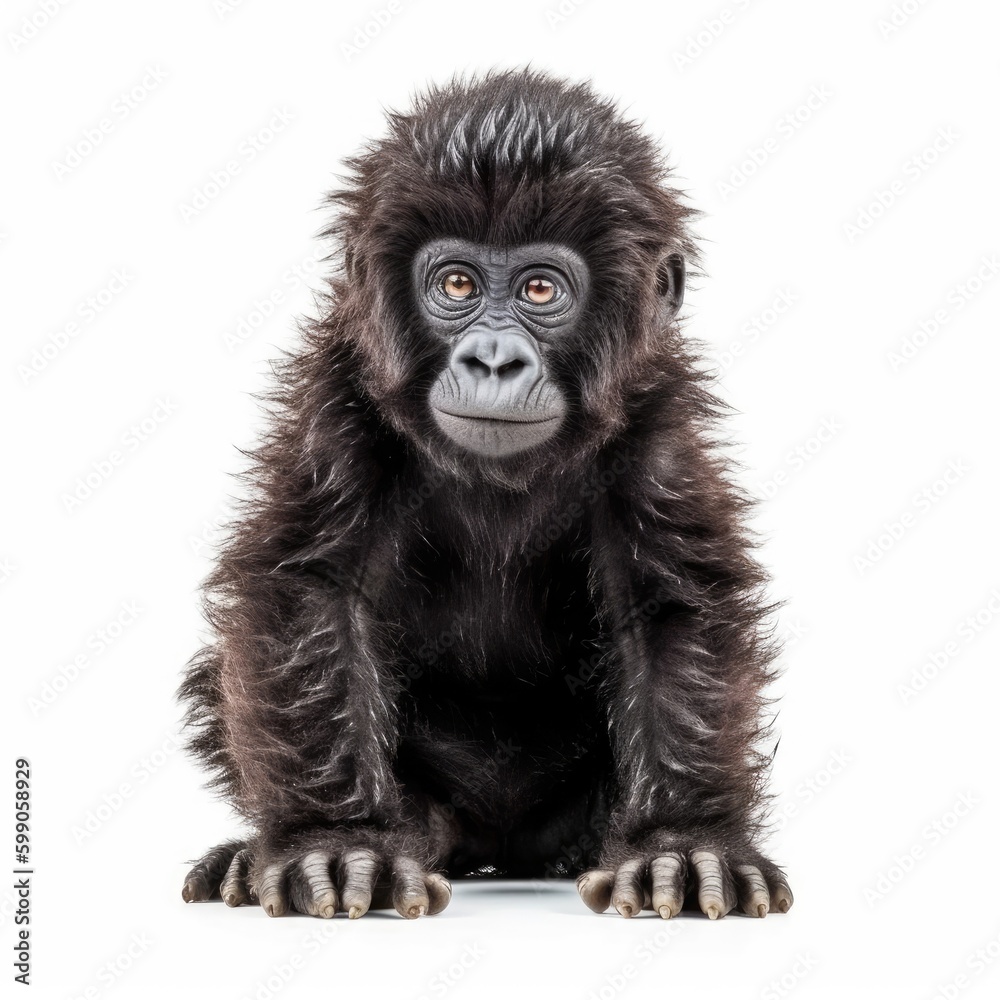 Baby Gorilla isolated on white (generative AI) Baby Gorilla isolated on white (generative AI)