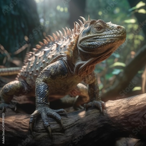 Iguana in natural habitat  generative AI 