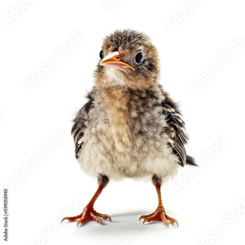 Leinwand Poster Baby Finch isolated on white (generative AI)