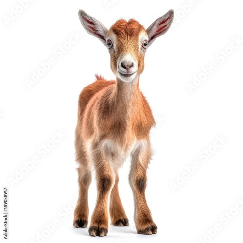 Baby Goat isolated on white (generative AI)