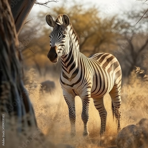 Zebra in natural habitat  generative AI 