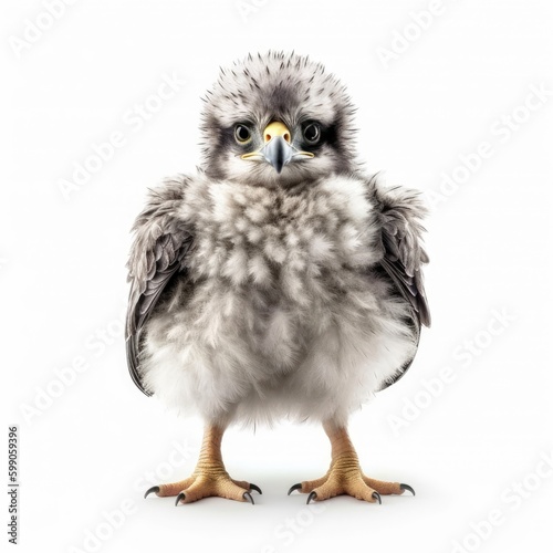 Baby Falcon isolated on white (generative AI) © HandmadePictures