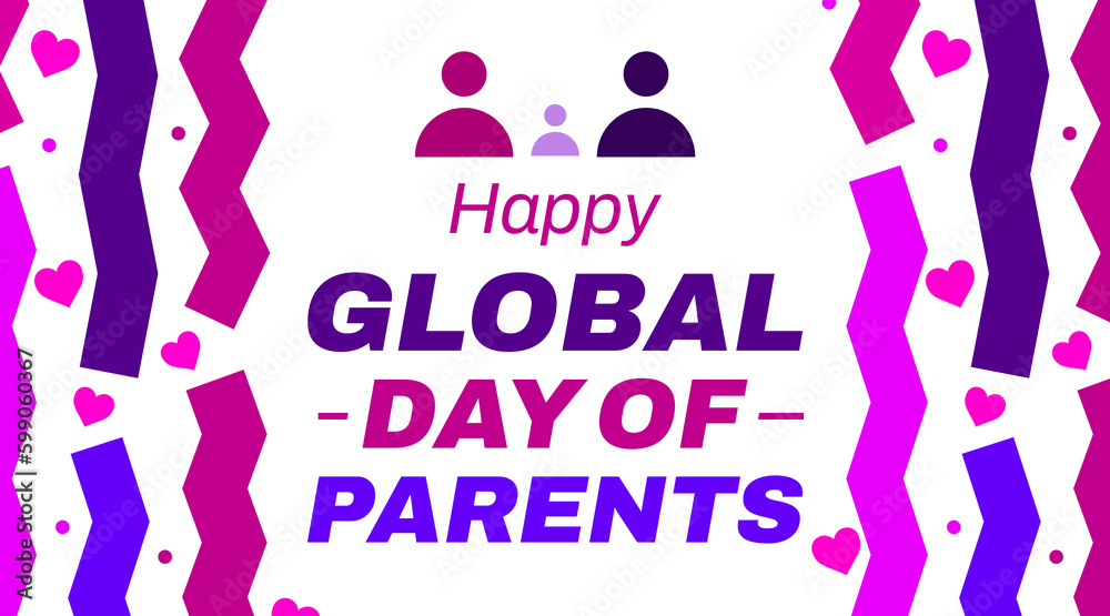 Happy Global Day of parents with colorful shapes and love symbol along with typography. Day of Parents concept wallpaper