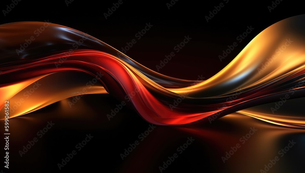Abstract wavy glossy gold and red background. Generative AI Abstract wavy glossy gold and red background. Generative AI