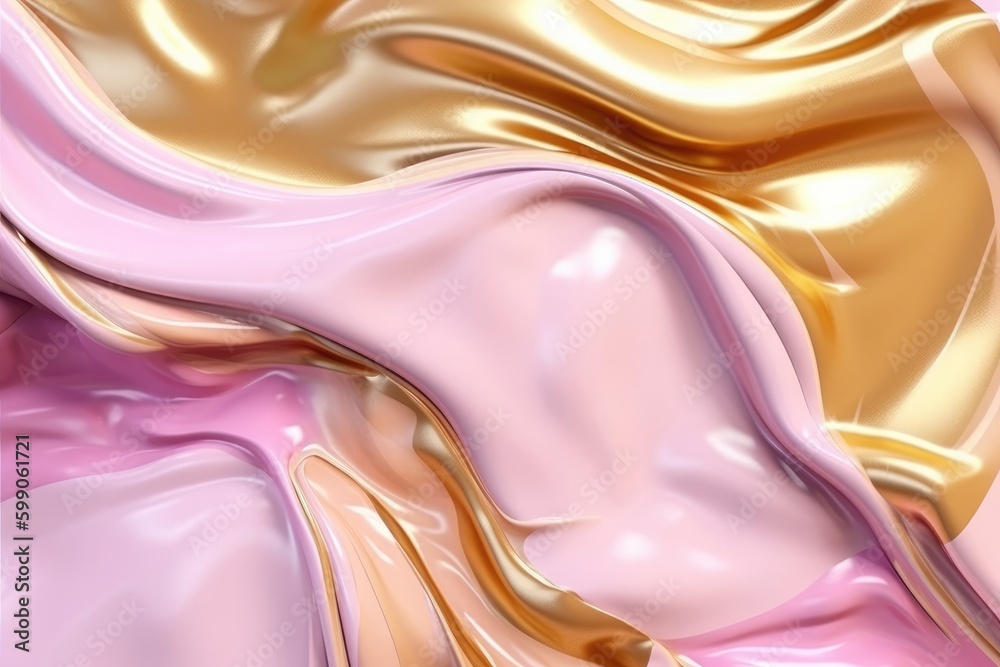 Abstract wavy glossy gold and beige background. Generative AI Abstract wavy glossy gold and beige background. Generative AI