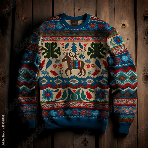 ugly christmas sweater with Guatemala pattern, Generative AI © Zsolt