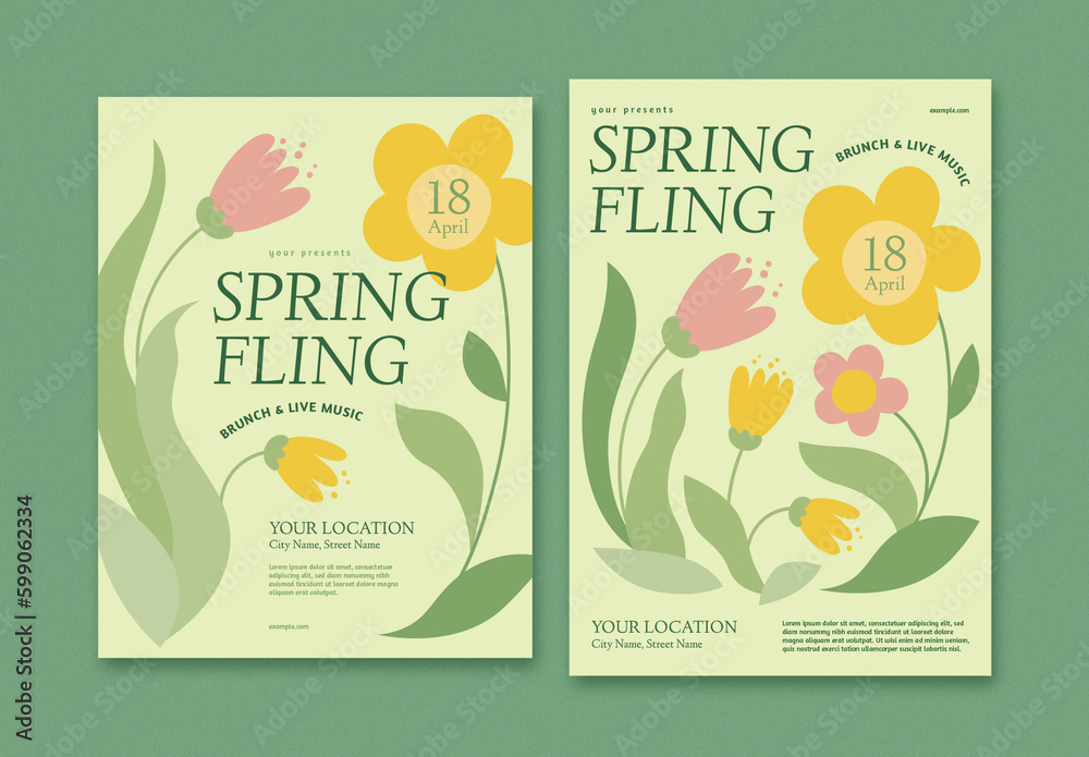 Pastel Spring Fling Event Poster Stock Template Adobe Stock