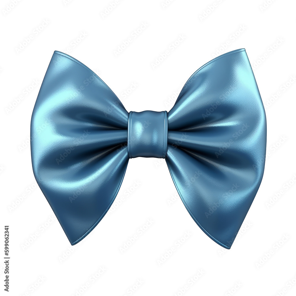 Blue satin bow on an isolated white background. Generative AI Blue satin bow on an isolated white background. Generative AI