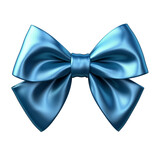 Blue satin bow on an isolated white background. Generative AI
