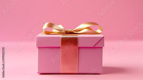Pink gift box background. Illustration AI Generative.