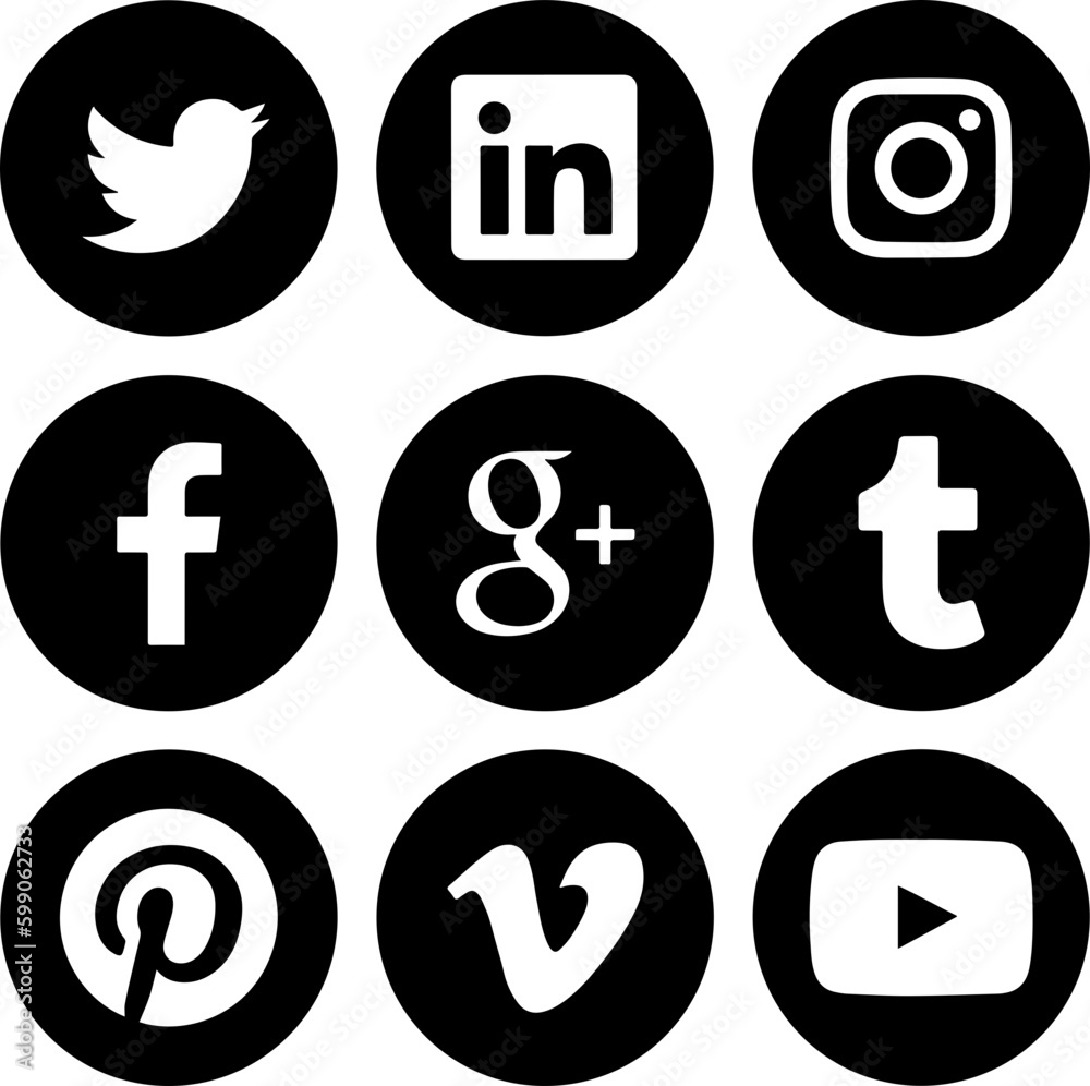social media icons, twitter, facebook, instagram Stock Vector | Adobe Stock
