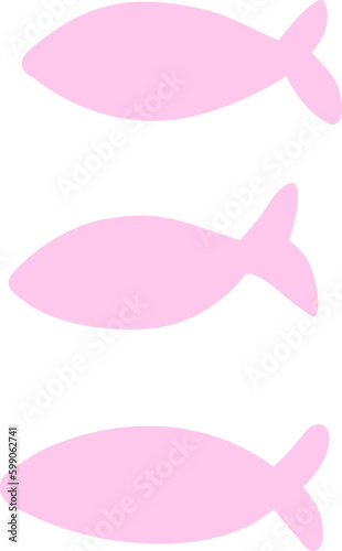 Hand drawn cute icon triple fishes illustration with pink color for planner diary or template decoration.