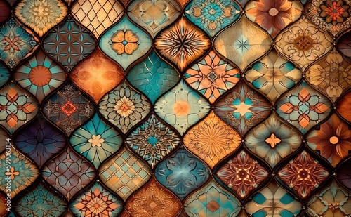 Decorative ceramic tiles. Seamless colorful. Generative AI