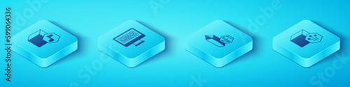 Set Isometric NFT Digital crypto art, Binary code, and icon. Vector